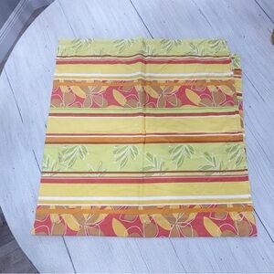 CRATE & BARREL Yellow Green Red TROPICAL STRIPE Tablecloth Square 60” X 60”